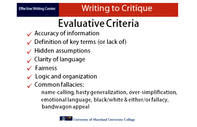 Instructions for Use of the Review Critique Template