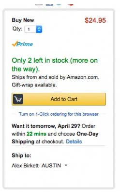 Amazon uses scarcity illusion 