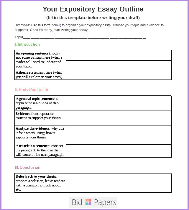 sentence outline for expository essay