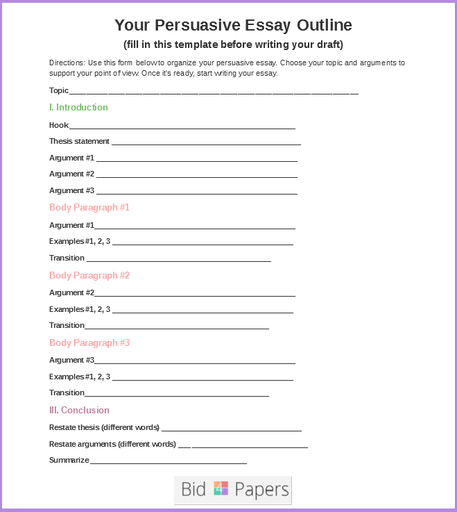 persuasive essay structure template