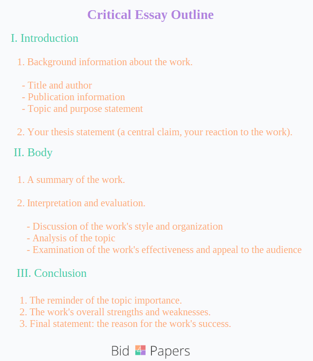 critical essay format outline