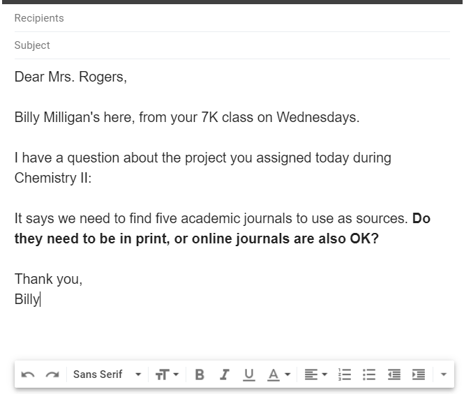 writing email to faculty